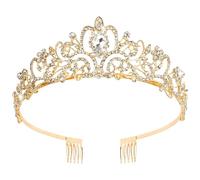 Saiyana Tiaras de diamantes de imitación para mujeres y niñas, elegantes coronas con peine para accesorios de pelo de boda y fiestas, 13 5, Aleación