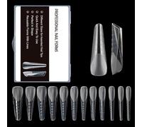 Saiyana Uñas postizas, 120 unidades, transparente, de cobertura completa, sistema de uñas dobles, forma de gel UV, acrílico, para arte de uñas, punta de uñas artificiales con escala para extensión