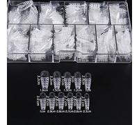 Saiyana Uñas postizas, 408 puntas de uñas postizas de cristal, cobertura completa, cabeza trapezoidal, puntas de uñas postizas para el hogar, bricolaje, salón de arte de uñas