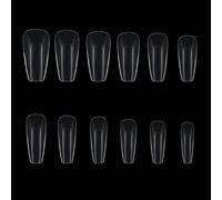 Saiyana Uñas postizas, 504 unidades/bolsa, puntas de uñas extra rectas, largas cuadradas, ataúd, uñas postizas curvadas en C, uñas postizas ABS para salón de manicura, herramientas de arte de uñas