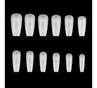 Saiyana Uñas postizas, 504 unidades/bolsa, puntas de uñas extra rectas, largas cuadradas, ataúd, uñas postizas curvadas en C, uñas postizas ABS para salón de manicura, herramientas de arte de uñas