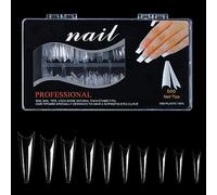 Saiyana Uñas postizas, puntas de uñas curvadas en C para uñas acrílicas, profesionales, cónicas, extralargas, cuadradas, aplanadas, media cubierta, uñas postizas
