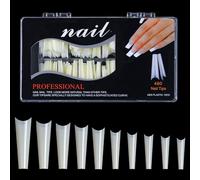 Saiyana Uñas postizas, puntas de uñas curvadas en C para uñas acrílicas, profesionales, cónicas, extralargas, cuadradas, aplanadas, media cubierta, uñas postizas