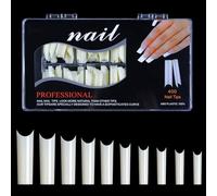 Saiyana Uñas postizas, puntas de uñas curvadas en C para uñas acrílicas, profesionales, cónicas, extralargas, cuadradas, aplanadas, media cubierta, uñas postizas