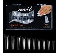 Saiyana Uñas postizas, puntas de uñas curvadas en C para uñas acrílicas, profesionales, cónicas, extralargas, cuadradas, aplanadas, media cubierta, uñas postizas
