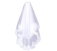 Saiyana Velo nupcial de la boda con adornos florales y firme peine velo chica nupcial de tul tiaras de la boda para la ceremonia(blanco)