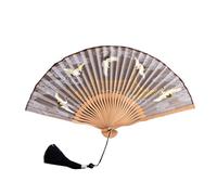 Saiyana Ventilador plegable artístico con grúas intrincadas ilustraciones construcción sólida ideal para fotografía de disfraces Home Accent Cranes Patrón Fan