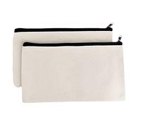 saizone 2 Piezas DIY Bolsa de Lona con Cremallera, Estuche de Lápices Multifuncional Lona Bolsa, Lápiz Organizador de Papelería Bolsa,para Que Los Niños Pinten, Decoren (Blanco)