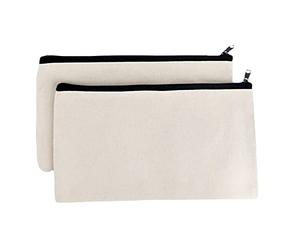saizone 2 Piezas DIY Bolsa de Lona con Cremallera, Estuche de Lápices Multifuncional Lona Bolsa, Lápiz Organizador de Papelería Bolsa,para Que Los Niños Pinten, Decoren (Blanco)