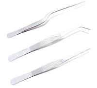 saizone - Alicates para barbacoa, alicates de cocina, alicates de cocina profesional, acero inoxidable, forma recta, pinza curvada, pinza de cocina, pinzas de 16 cm