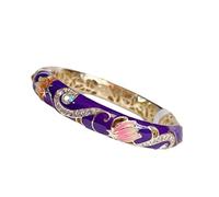 SAJMAKUWLA Pulsera cloisonné, Brazalete Vintage con bisagras de Resorte y Diamantes imitación esmaltados for Mujer, joyería Artesanal Tradicional China cloisonné(Purple)