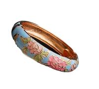SAJMAKUWLA Pulsera cloisonné, Brazaletes de Flores Tradicionales Chinos Hechos a Mano Metal étnico, Pulseras, brazaletes, Accesorios joyería(Blue)