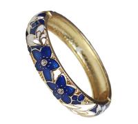 SAJMAKUWLA Pulsera cloisonné, Brazaletes étnicos de Esmalte cloisonné con bisagras Resorte for Mujer, artesanía Tradicional China(Dark Blue)