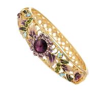SAJMAKUWLA Pulsera cloisonné, Pulsera de Esmalte cloisonné con Diamantes imitación Perforados, joyería Alta Gama for Mujer, Accesorios Moda(Purple)