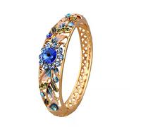 SAJMAKUWLA Pulsera cloisonné, Pulsera de Esmalte cloisonné con Diamantes imitación Perforados, joyería Alta Gama for Mujer, Accesorios Moda(Blue)