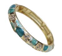 SAJMAKUWLA Pulsera cloisonné, Pulseras con Diamantes de imitación geométricos Esmalte cloisonné for Mujer, brazaletes étnicos Chinos Multicolores(Blue Green)