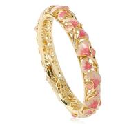 SAJMAKUWLA Pulsera cloisonné, Pulseras de Hoja Ginkgo Rosa y Morado con Esmalte cloisonné Tradicional, Estilo étnico, bisagras Resorte for Mujer(Pink)