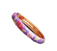 SAJMAKUWLA Pulsera cloisonné, Pulseras étnicas de Metal cloisonné Chino Vintage for Mujer, Accesorios joyería artesanales Tradicionales(Purple)