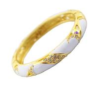 SAJMAKUWLA Pulsera cloisonné, Pulseras ovaladas con Diamantes de imitación y Esmalte artesanales, Accesorios Moda for Mujer, brazaletes cloisonné, joyería Calada bañada en Oro(White)