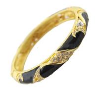 SAJMAKUWLA Pulsera cloisonné, Pulseras ovaladas con Diamantes de imitación y Esmalte artesanales, Accesorios Moda for Mujer, brazaletes cloisonné, joyería Calada bañada en Oro(Black)