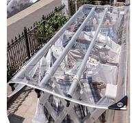 SAJMN Lona transparente resistente, cubierta impermeable con esquinas reforzadas de goma, 0,35 mm de grosor, 400 g/㎡, tamaño personalizable (2,9 m x 7 m) para paneles de cenador de jardín, cuerda