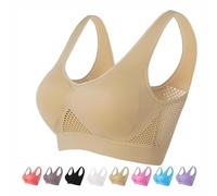 SAJOGQ 2024 New Upgraded Plus Size Comfortable Mesh Sports Bras for Women, Seamless Wireless Bra, Breathable Bra (Beige,3XL)