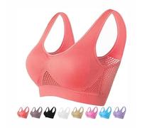 SAJOGQ 2024 New Upgraded Plus Size Comfortable Mesh Sports Bras for Women, Seamless Wireless Bra, Breathable Bra (Red,7XL)