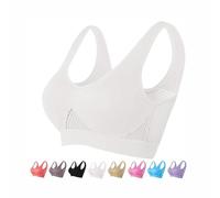 SAJOGQ 2024 New Upgraded Plus Size Comfortable Mesh Sports Bras for Women, Seamless Wireless Bra, Breathable Bra (White,3XL)