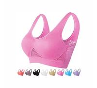 SAJOGQ 2024 New Upgraded Plus Size Comfortable Mesh Sports Bras for Women, Seamless Wireless Bra, Breathable Bra (Pink,3XL)