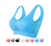 SAJOGQ 2024 New Upgraded Plus Size Comfortable Mesh Sports Bras for Women, Seamless Wireless Bra, Breathable Bra (Blue,7XL)