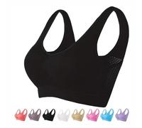 SAJOGQ 2024 New Upgraded Plus Size Comfortable Mesh Sports Bras for Women, Seamless Wireless Bra, Breathable Bra (Black,XL)