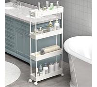 SPACELEAD Slim Storage Cart 4 Tier,Bathroom Organizer Rolling Utility, Mobile Shelving Unit Slide out for Office, Kitchen, Laundry Room & Narrow Places,White