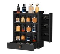 SAKAKI Organizador de colonia para hombre, soporte de perfume ajustable, soporte grande de colonia de pie con cajones flocados y cajones laterales ocultos, soporte de perfume, exhibición de perfume