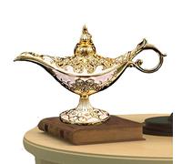 Sakamura Aladino - Lámpara clásica - Aladino con luz Deseo, Quemador Incienso Tallado en Metal para decoración Mesa del hogar