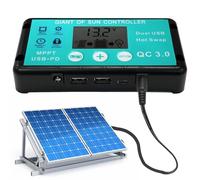 Sakamura Controlador De Carga Solar, Controlador Solar Ajustable Mppt Con Salida PD DC Plug | Controlador Inteligente Mppt Para Gel, Sellado
