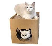 Sakamura de Cartón para Gatos | Rascador de Interior, Juguete, Casa Con Almohadillas para Arañazos, Tumbona, Cueva y Cama