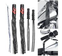 Sakamura Fundas para Moto - puño Acelerador Manillar Motor Cuero con Flecos,Pares Llamas Retro Manillar Mango Streamer