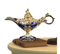 Sakamura Luz mágica del Genio - Lámpara clásica,Aladino con luz Deseo, Quemador Incienso Tallado en Metal para decoración Mesa del hogar