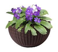 Sakamura Maceta pared | Maceta semicircular imitación ratán estilo europeo | Decoraciones pared autoregantes para el hogar, oficina, cafetería, restaurante, interior y exterior