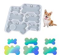 Sakamura Moldes de Resina en Forma de Hueso | Molde de Hueso de Resina epoxi de fundición 6 en 1 para Etiqueta de Nombre de Perro Personalizada - Moldes de Silicona de Resina de Hueso de Perro 6 en 1