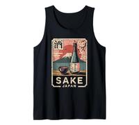 Sake japonés Japón Vintage Monte Fuji Retro Kanji Souvenir Camiseta sin Mangas