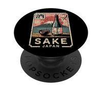 Sake japonés Japón Vintage Monte Fuji Retro Kanji Souvenir PopSockets PopGrip Adhesivo