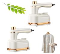 Saker Portable Steam lron, 2-in-1 Steamer and Iron, Mini Travel Iron for Clothes,180° Swivel Handle, White/Green, Mini Iron for Travel College Dorm Home (C#4-2 PCS)