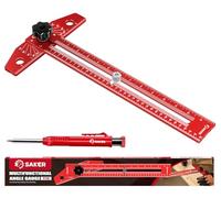 Saker Regla de línea de marcado para carpintería, regla deslizante de aleación de aluminio ajustable, regla cuadrada en T, regla de ayuda de dibujo de línea de precisión con escala de ajuste de ángulo