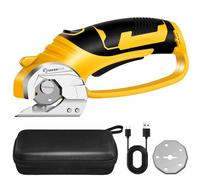 SakerPlus Tijeras Eléctricas Inalámbricas, Cortador De Cajas De Cartón Recargable De 4 V, Tijeras De Tela Resistentes Con Bloqueo De Seguridad Y Luz Led, Cortador Rotatorio Eléctrico Para Cortar Cuero