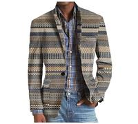 Sakko Blazer Vintage a Cuadros 2024 Slim Fit Elegante Casual Sakkos Rayas Hombres Primavera Otoño Suit Jacket Casual Traje Chaqueta para Bodas Negocios, Marrón-5., XXXL