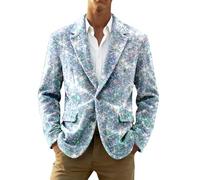 Sakko Chaqueta de pana de colores neón para hombre, disfraz de carnaval con un botón, chaqueta de traje, corte ajustado, chaqueta de traje, regular festiva, esmoquin, clásica, disfraz de discoteca