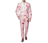 Sakko Chaqueta de pana para hombre, elegante, de un solo pecho, suave, para el día de San Valentín, estampado de amor, corte ajustado, chaqueta de traje, multicolor, diseño de corazón, fiesta, boda