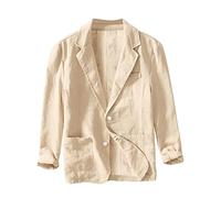 Sakko Traje de algodón y lino para hombre, abrigo para hombre, primavera, verano, Slim Business Festival, chaqueta blazer para hombre, chaqueta cómoda, transpirable, con 2 botones, chaqueta formal