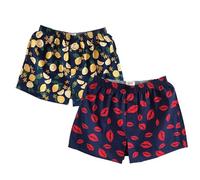 Saklifuo Calzoncillos tipo bóxer para hombre, 100 % algodón, ropa interior para dormir de alta calidad, paquete de 2 piezas, Limón y labios, XL